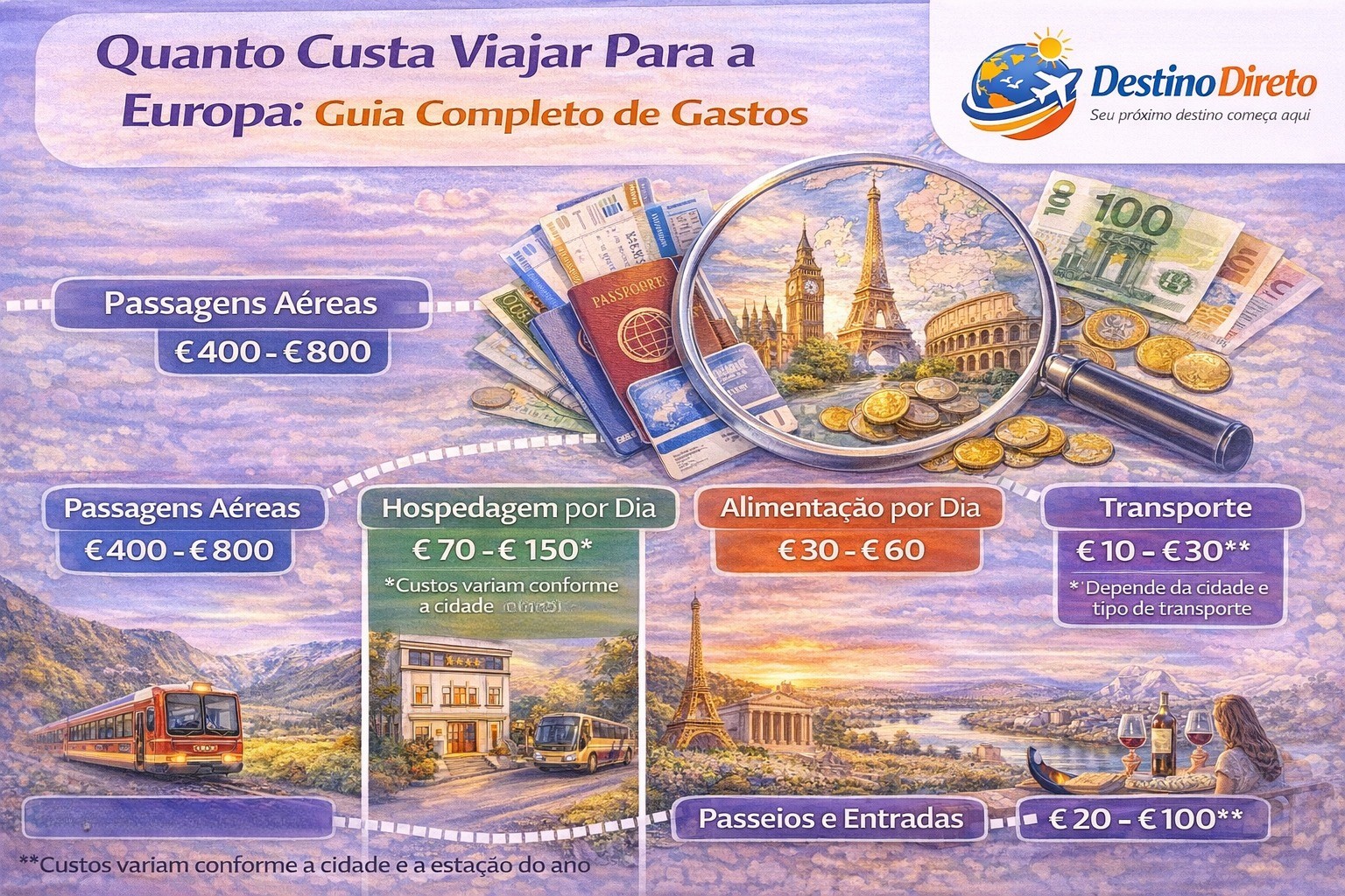 Quanto Custa Viajar Para a Europa: Guia Completo de Gastos